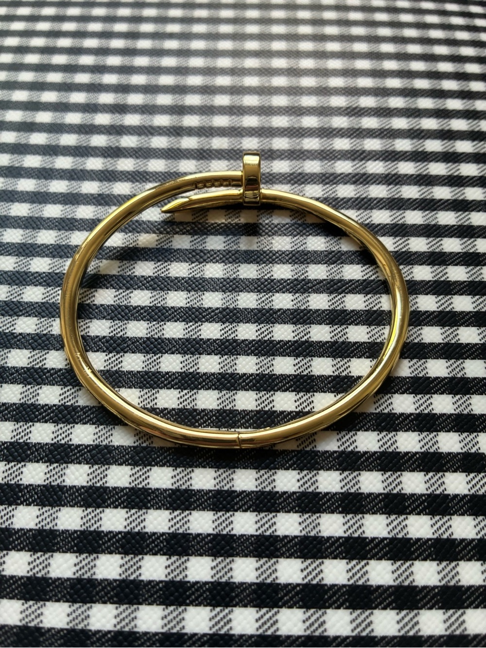 Just En Clou 18k Yellow Gold Plated Nail-Style Hinged Bangle